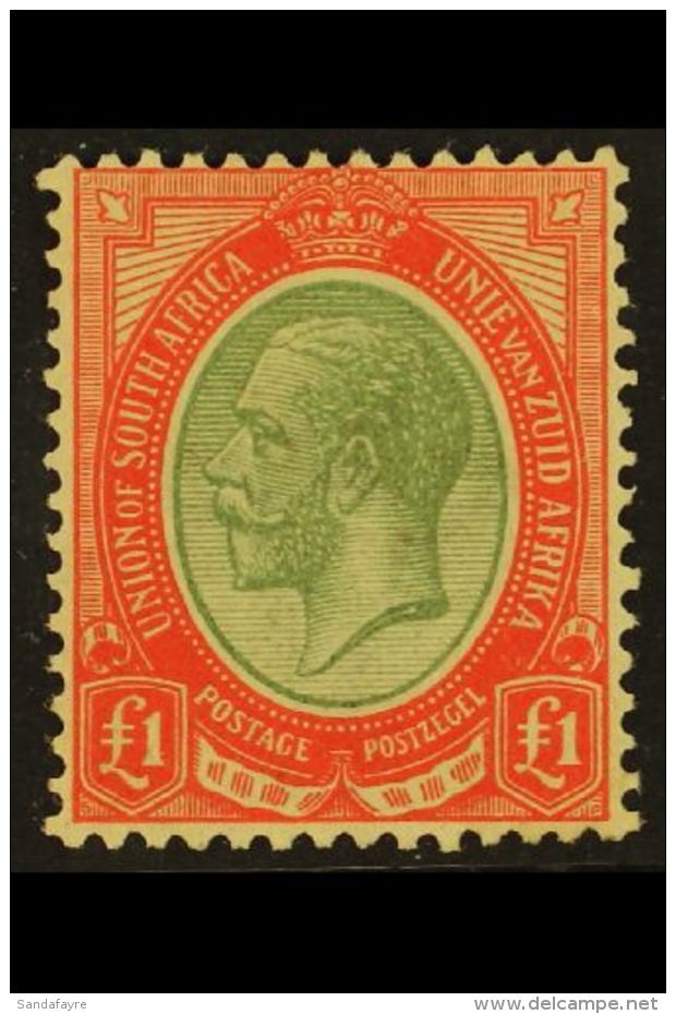 1913-24 &pound;1 Pale Olive-green &amp; Red, SG 17a, Fine Mint With Usual Lightly Toned Gum Found On This Shade.... - Non Classificati