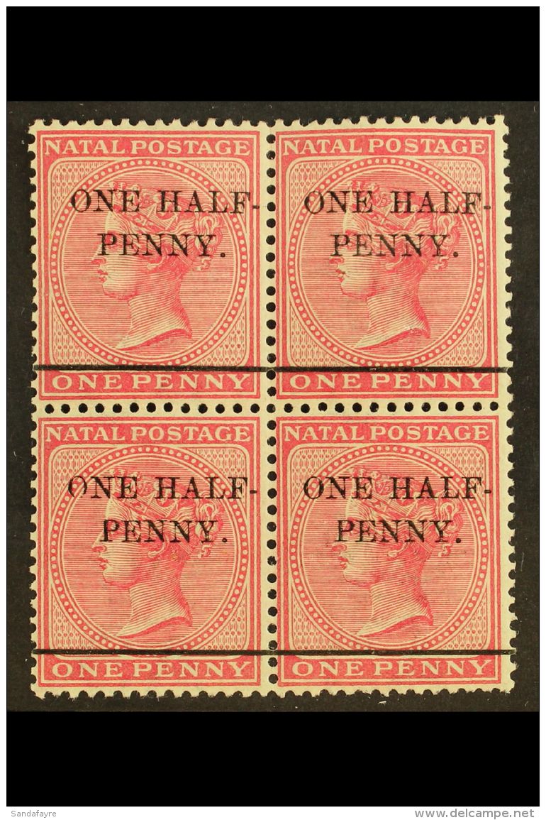 NATAL 1885 &frac12;d On 1d Rose Surcharge, SG 104, Very Fine Mint (two Stamps Never Hinged) BLOCK Of 4, Fresh. (4... - Non Classificati