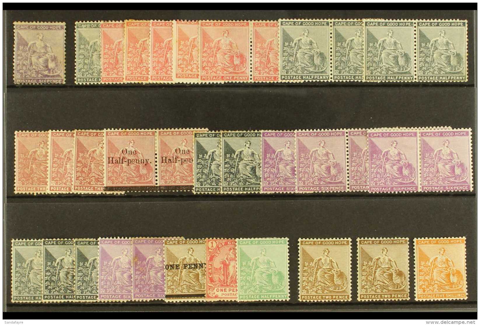 CAPE OF GOOD HOPE 1864-98 SMALL MINT HOARD Presented On A Stock Card With Values To 5s &amp; Multiples. Mixed... - Non Classés