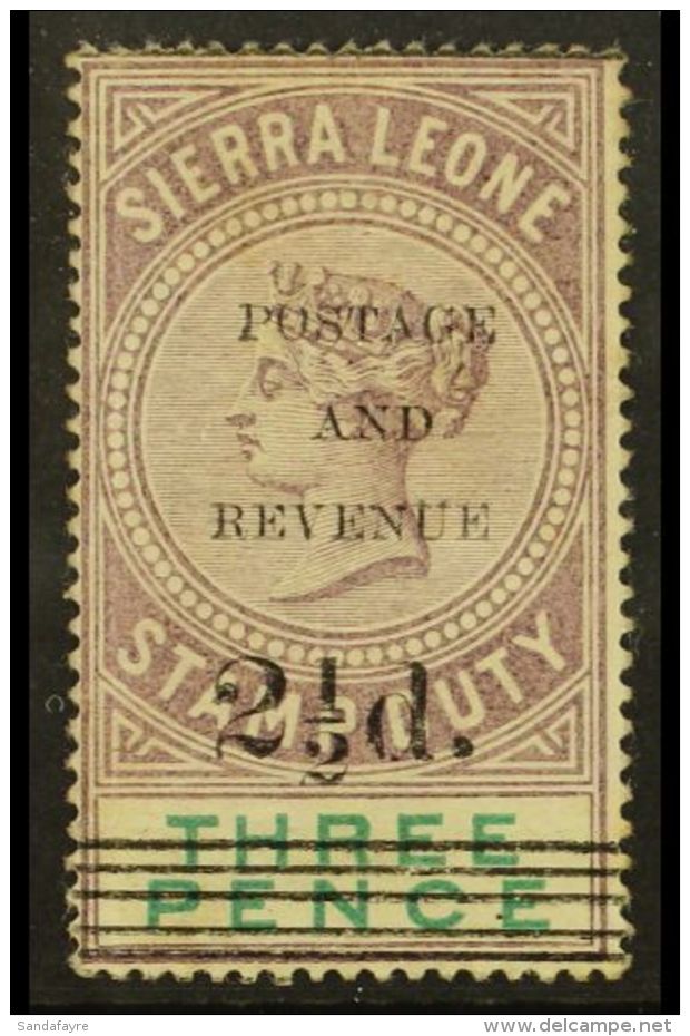 1897 2&frac12;d On 3d Dull Purple And Green, Type 12 Overprint SG 58, Mint With One Shorter Perf At Top, And Upper... - Sierra Leone (...-1960)