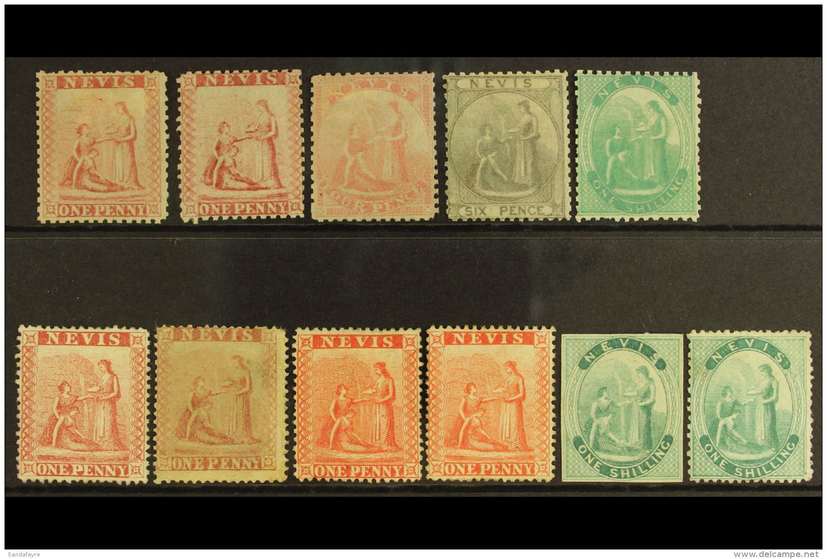 1862-76 CLASSIC ISSUES. An Attractive Mint &amp; Unused Range On A Stock Card. Includes 1862 Perf 13 Unused 1d... - St.Christopher-Nevis-Anguilla (...-1980)