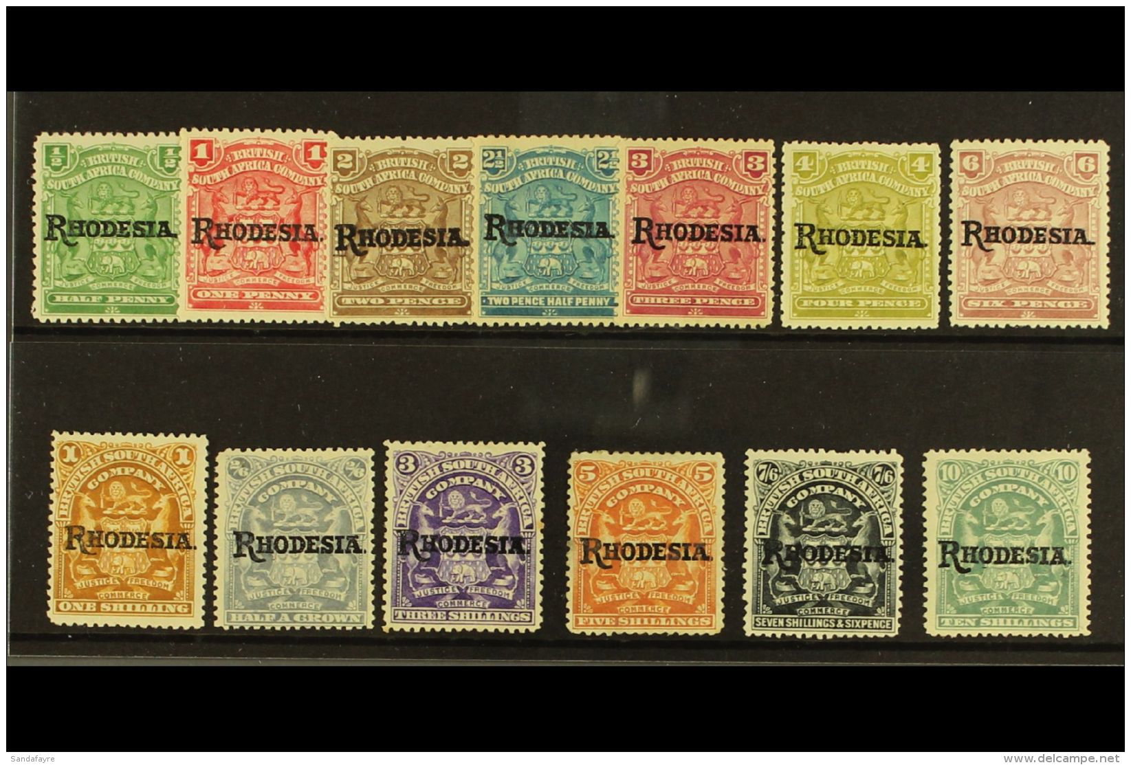 1909-12 &frac12;d To 10s "RHODESIA" Overprints Complete, SG 100/112, 5s Average Mint, Others Good To Fine (13).... - Autres & Non Classés