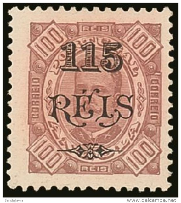 ANGOLA 1902 115s On 100r Brown Perf 11&frac12;, Afinsa 67, Very Fine Mint. For More Images, Please Visit... - Autres & Non Classés