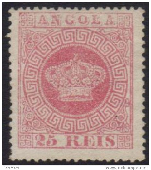 ANGOLA 1875 25 Reis Rose- Carmine Perf 14, Afinsa 4, Mint No Gum, With 2012 Dias Photo Certificate. Scarce, Cat... - Autres & Non Classés