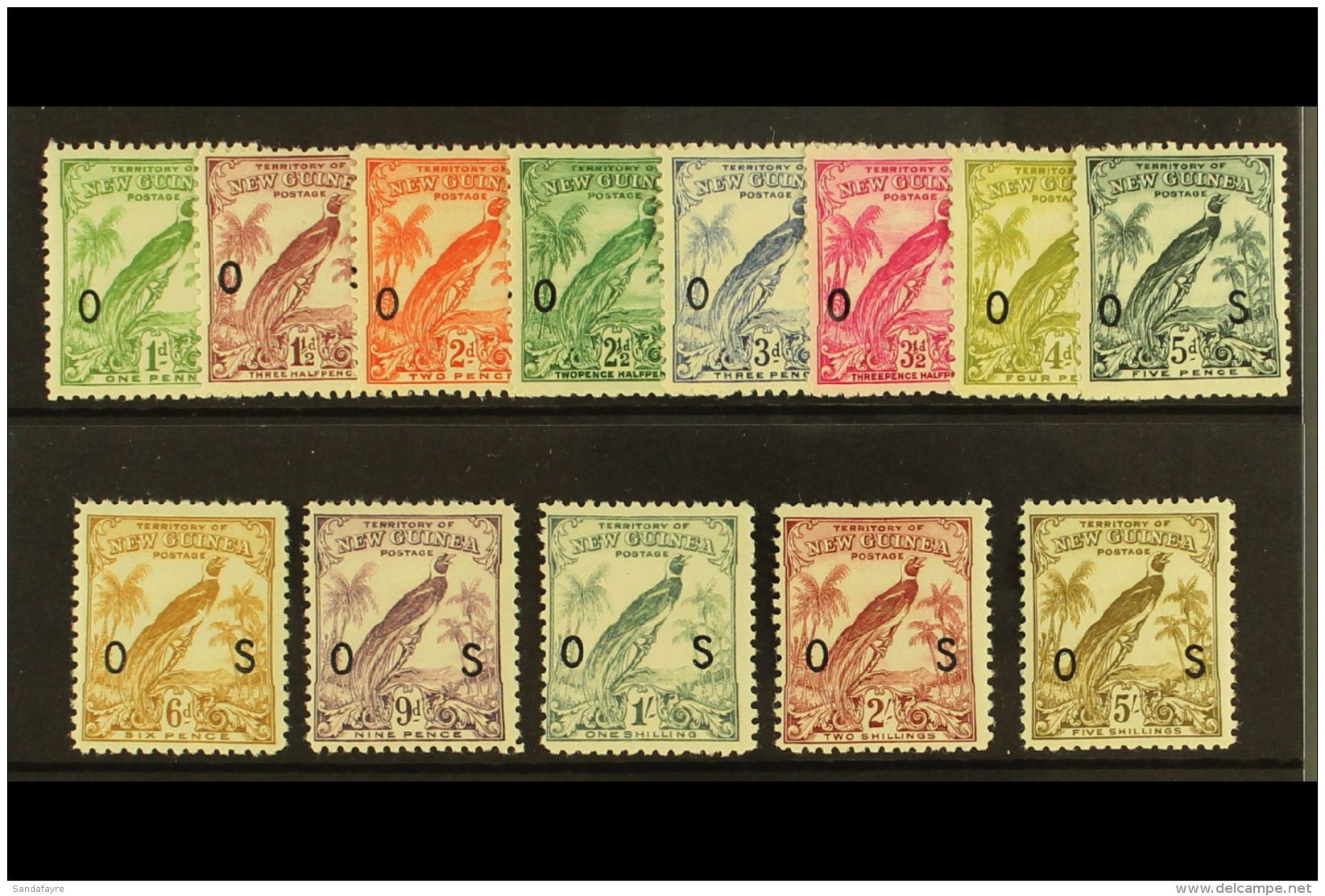 OFFICIALS 1931 "O S" Overprint Set (without Dates) Complete, SG O42/54, Very Fine And Fresh Mint. (13 Stamps) For... - Papua Nuova Guinea