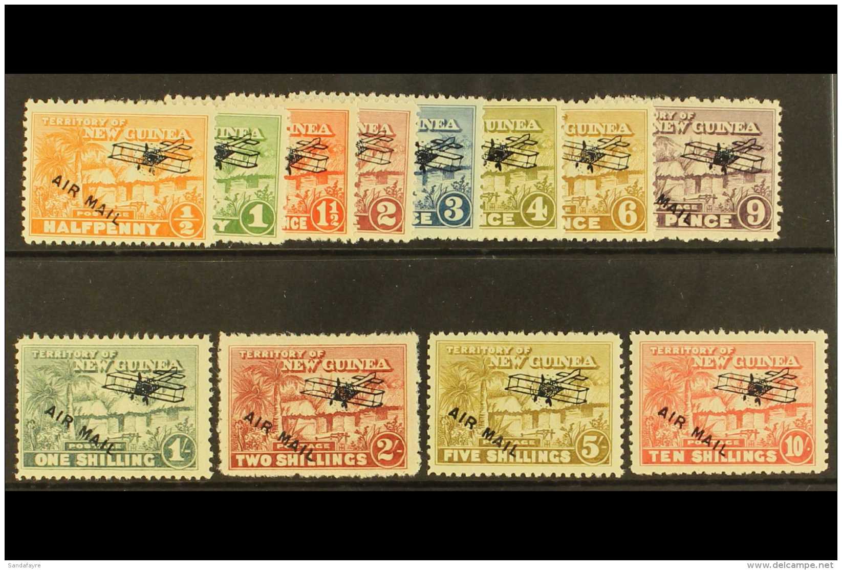 1931 "Native Village" Air Mail Overprints Set Complete To 10s, SG 137/148, Very Fine Mint. (12 Stamps) For More... - Papua Nuova Guinea