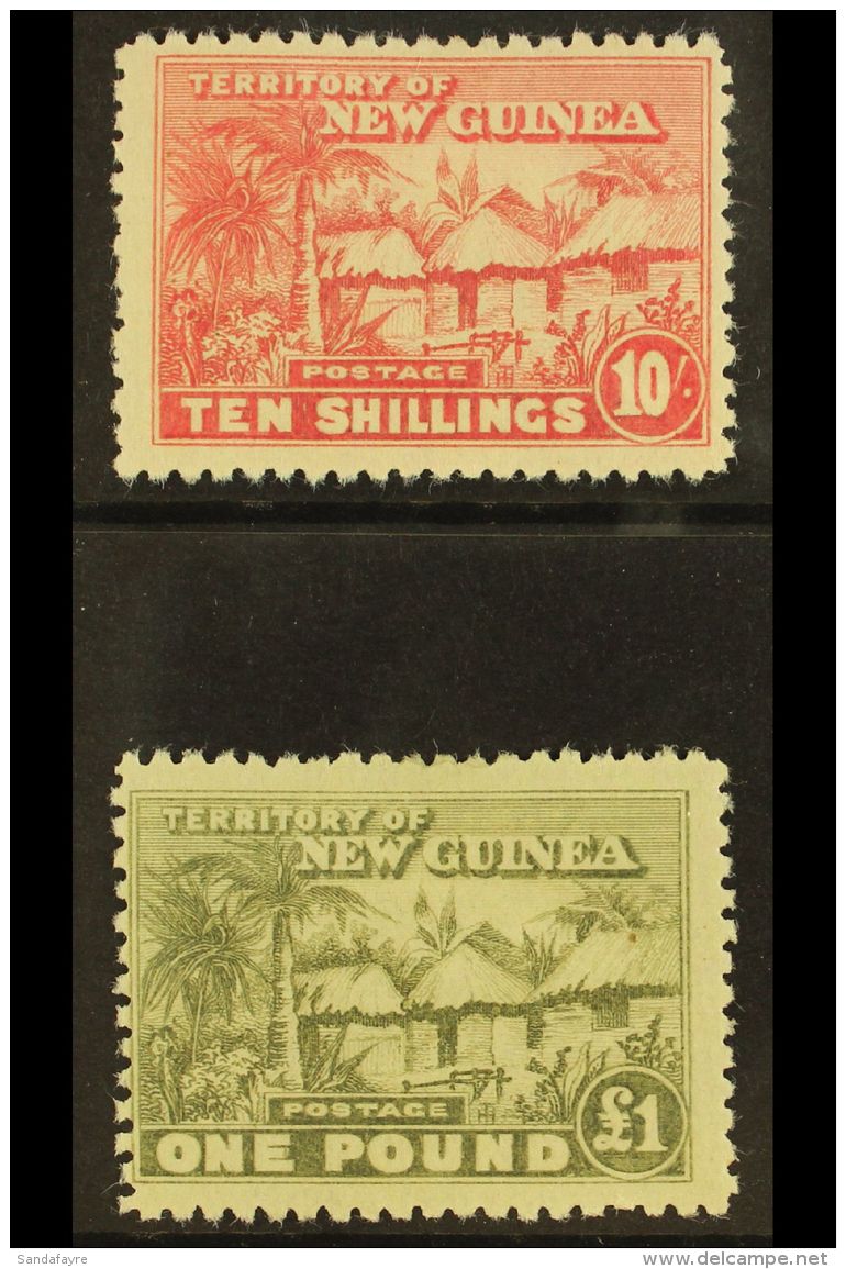 1925 10s Dull Rose And &pound;1 Dull Olive Green, Native Village, SG 135/6, Fine And Fresh Mint. (2 Stamps) For... - Papua Nuova Guinea