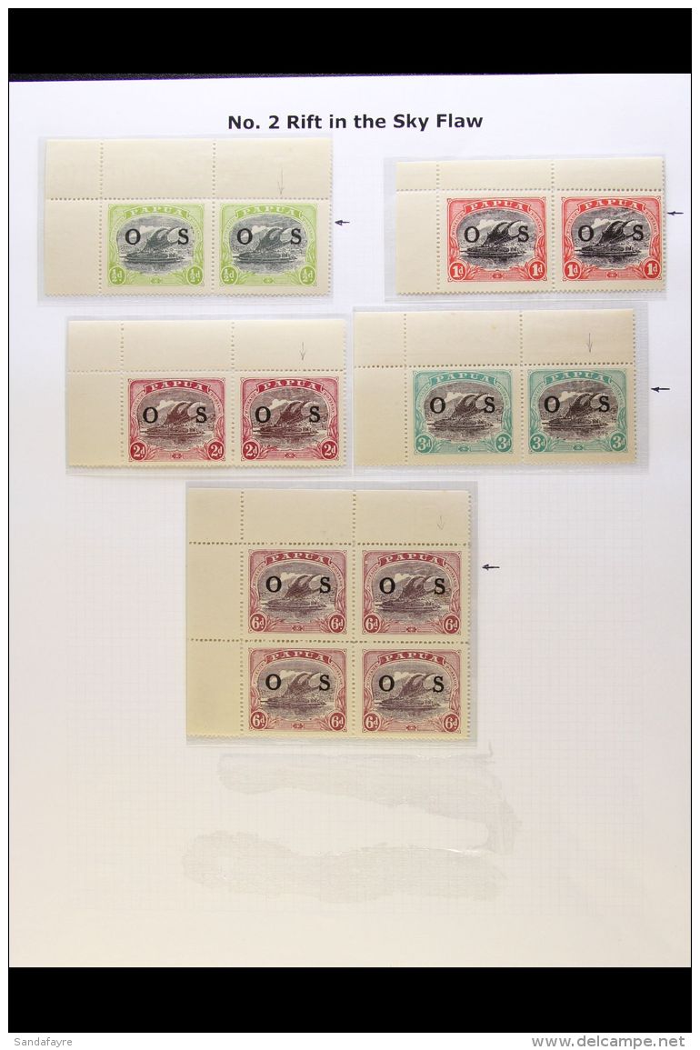 OFFICIAL 1931-32 (overprinted "O S") &frac12;d, 1d, 2d And 3d Upper Left Corner Horiz Pairs, Plus 6d Upper Left... - Papua New Guinea