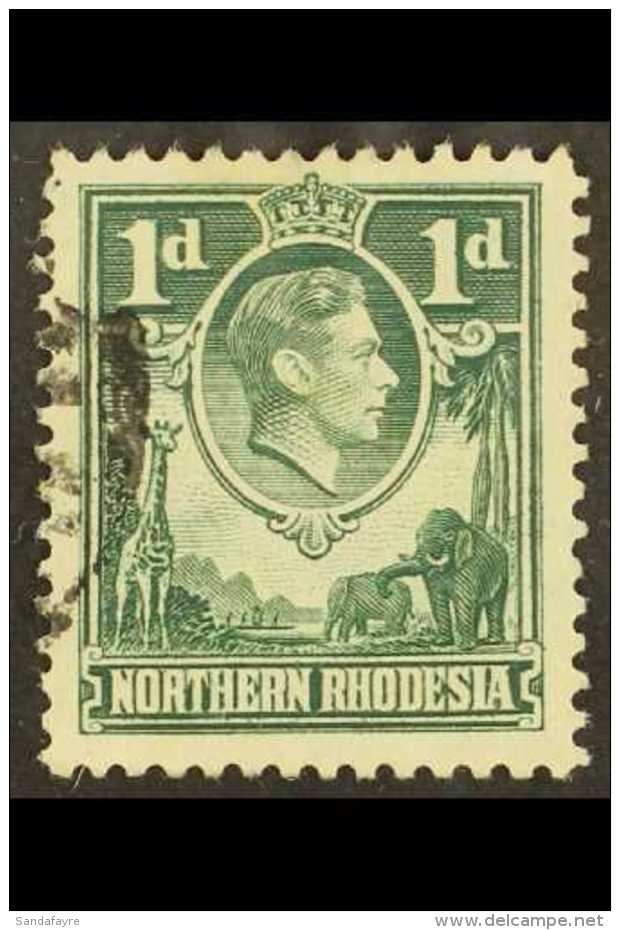 1938-52 KGVI Definitive 1d Green With "Extra Boatman", SG 28a, Fine Used, The Postmark Well Clear Of The Variety.... - Northern Rhodesia (...-1963)