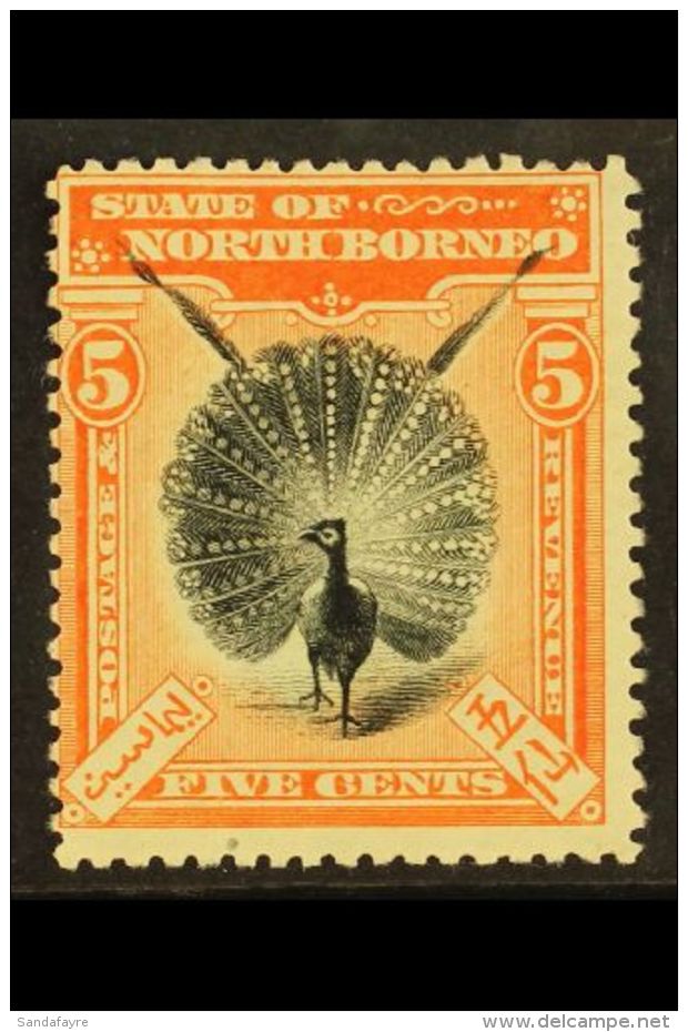 1897 5c Black And Orange Vermilion, Bird Of Paradise, SG 100, Very Fine Mint. For More Images, Please Visit... - Borneo Del Nord (...-1963)