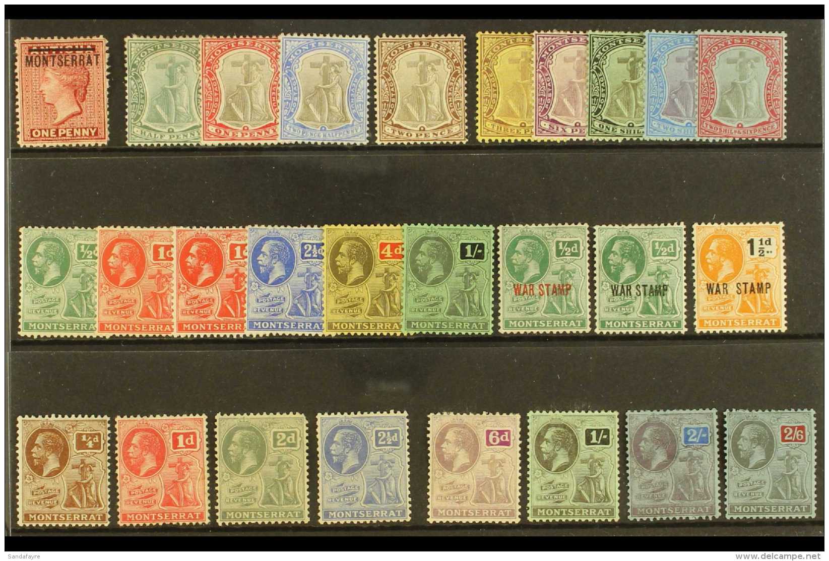 1876-1929 MINT SELECTION On A Stock Card, ALL DIFFERENT With Values To Different 2s6d. (27 Stamps) For More... - Montserrat