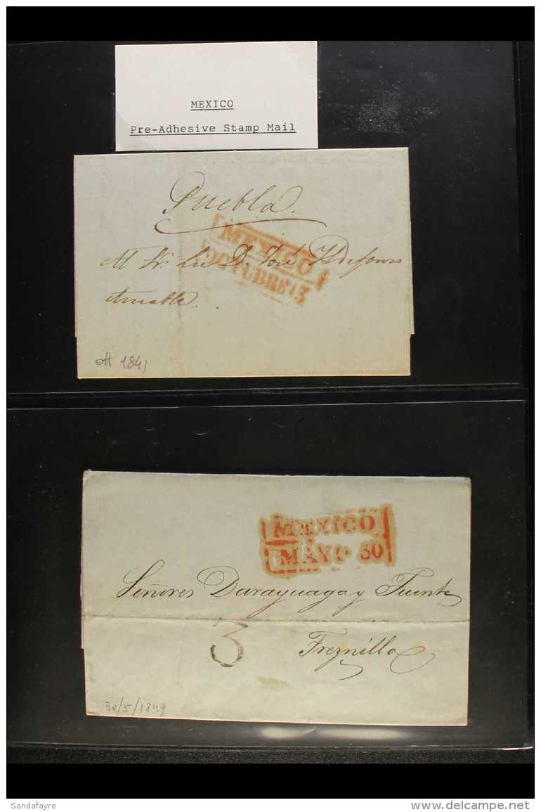 1841-1858 PRE-STAMP COVERS With A Range Of Boxed, Dated Oval Or Straight Line Cancels; Some "2" Or "3" Cachets. (8... - Mexico