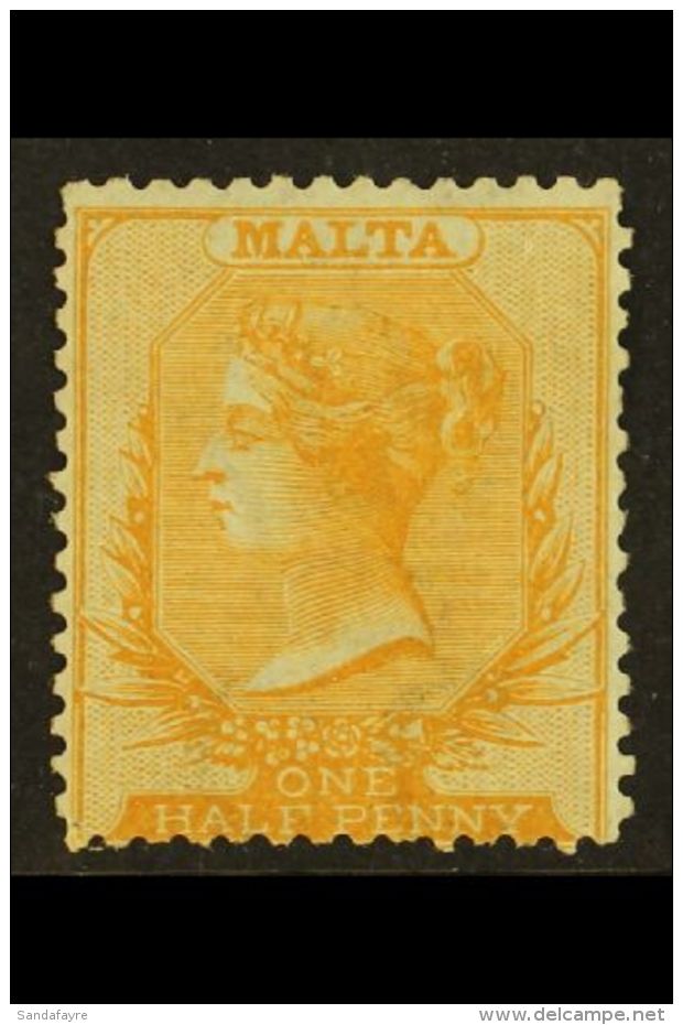 1863-81 &frac12;d Dull Orange, Perf 14, Watermark CC, SG 7, Fine Mint With Original Gum. For More Images, Please... - Malta (...-1964)