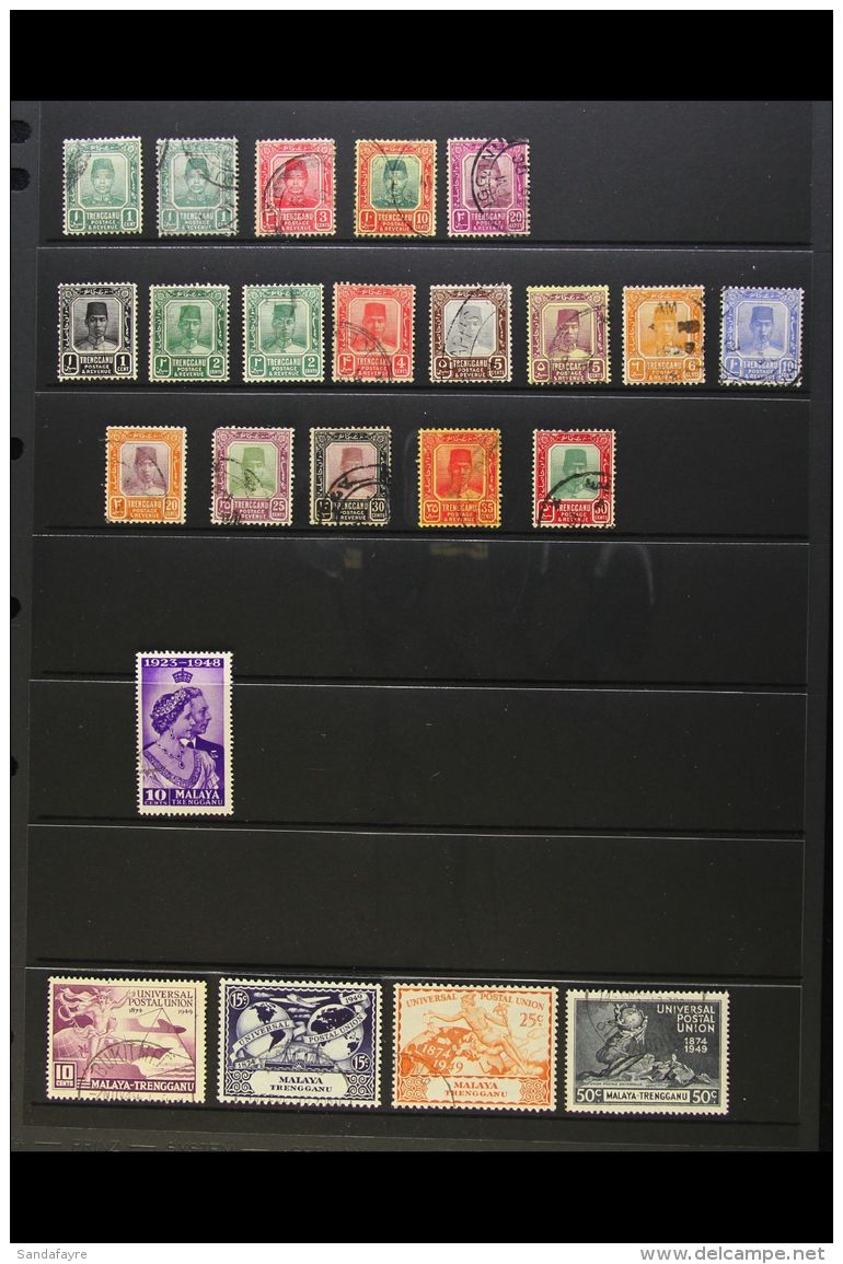 TRENGGANU 1910-1985 USED COLLECTION On Various Pages. Includes 1921-41 Suleiman Ranges To 50c, 1949-55 Ismail... - Altri & Non Classificati