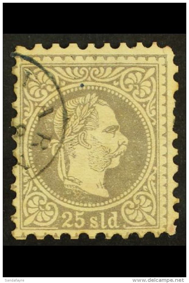 AUSTRIAN LEVANT 1883 25so Grey-lilac Franz Joseph, Fine Printing, Mi 6 II, Used, Some Pulled Perfs, Crisp Varna... - Other & Unclassified