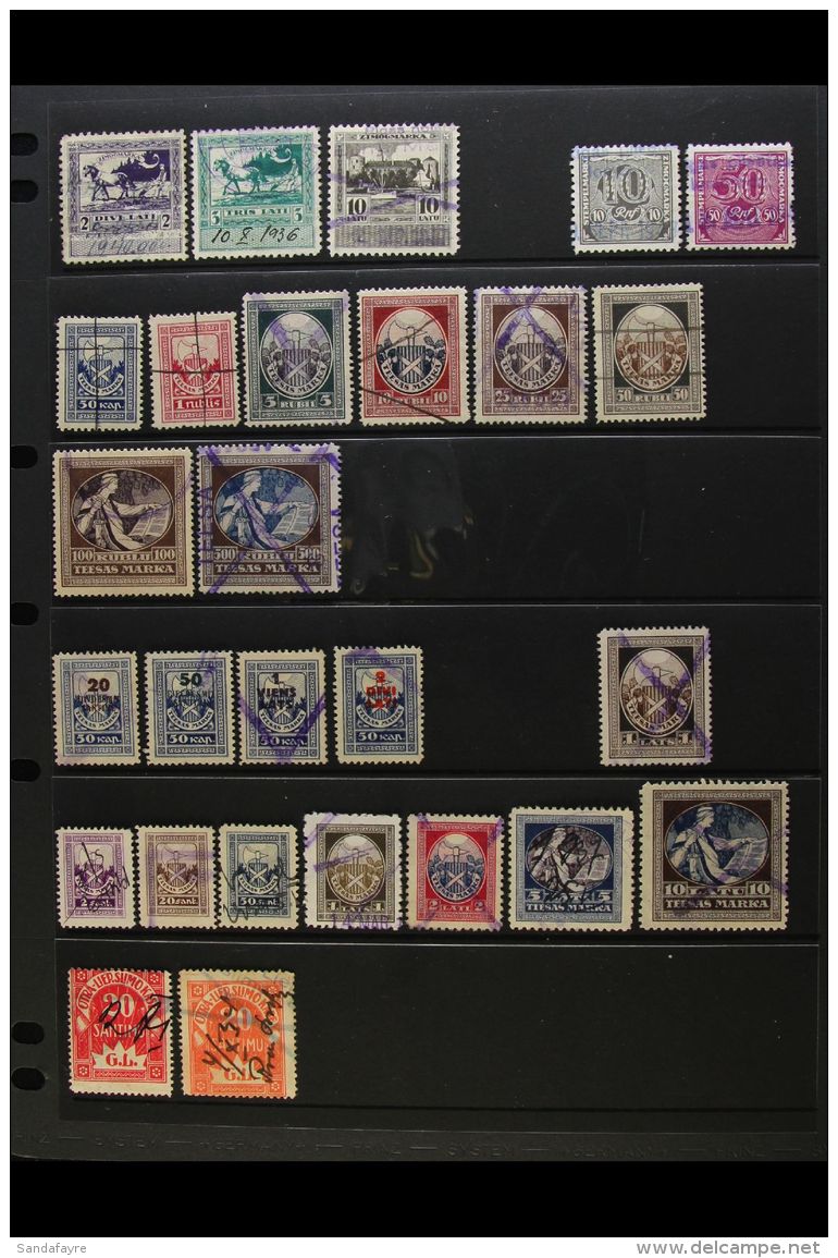 REVENUES 1919-1943 Very Fine Used All Different Collection On Stock Pages, Inc Documentary (Stempel Marka &amp;... - Lettonia