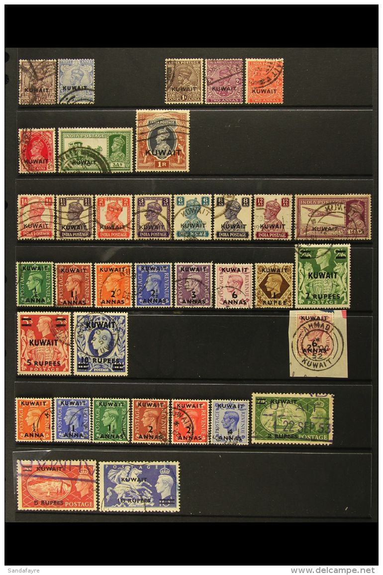 1923-1958 USED COLLECTION On Stock Pages, ALL DIFFERENT, Inc 1945 Most Vals To 14a, 1948-49 Set (ex 1a), 1950-54... - Kuwait