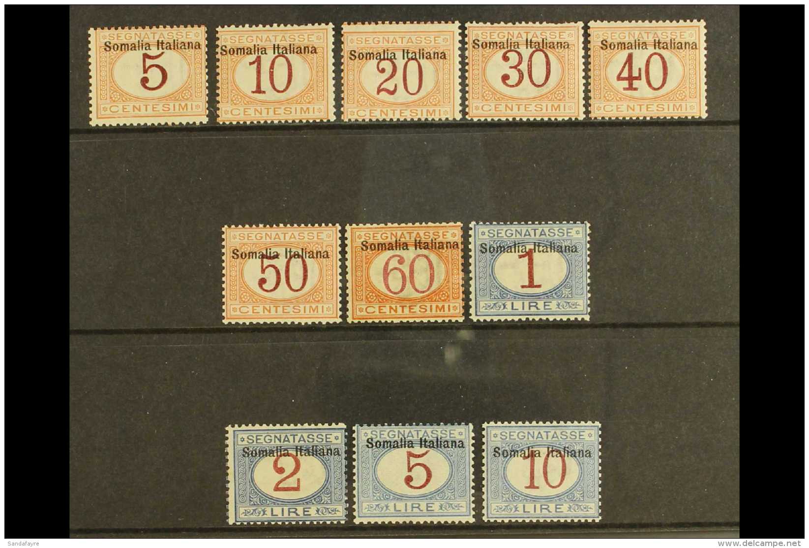 SOMALIA POSTAGE DUES - 1909 Complete Set To 10Lire, Sass S64, Superb NHM. The 10Lire Is Exceptionally Well... - Altri & Non Classificati