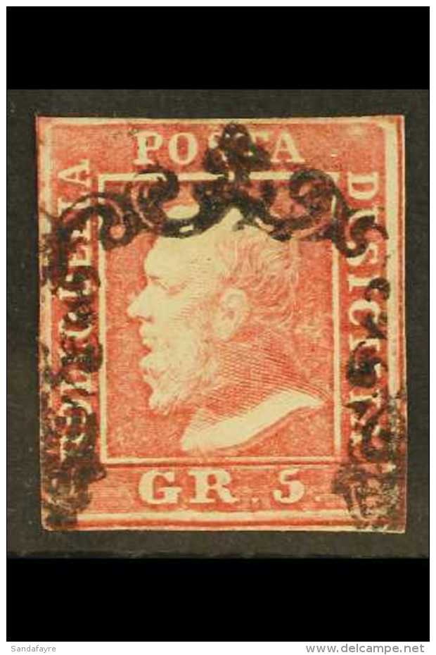 SICILY 1859 5gr Rose Carmine, Sass 9, Signed As Such By Sorani, Very Fine Used With Large Margins And Neat Frane... - Zonder Classificatie