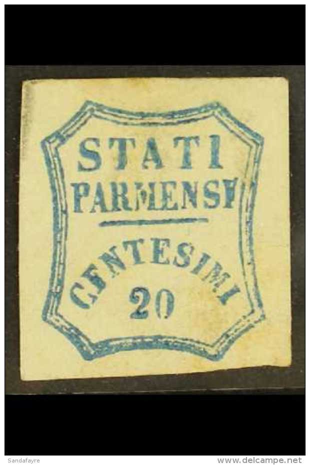 PARMA 1859 20c Blue Provisional Govt, Variety "CFN", Sass 15e, Unused. Some Soiling, Rare Stamp. For More Images,... - Non Classificati