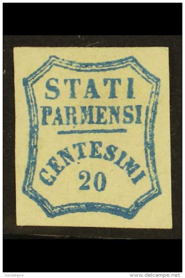 PARMA 1859 20c Bright Blue, 2nd Printing, Sass 15, Very Fine And Fresh Mint Og. Signed Brun. Lovely Bright Stamp.... - Non Classés