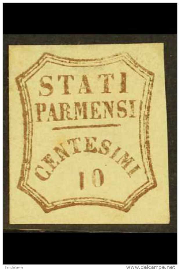 PARMA 1859 10c Brown, Provisional Govt, Variety "Figure 1 Inverted", Sass 14b, Fine Mint Large Part Og. Rare... - Non Classés
