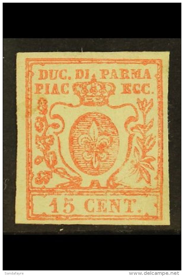 PARMA 1857-59 15c Pale Red (Sassone 9, SG 16), Mint With Patchy Gum, Small Thin, Four Good To Large Margins, Fresh... - Non Classés