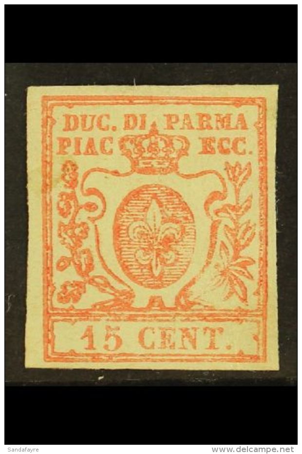 PARMA 1857-59 15c Pale Red (Sassone 9, SG 16), Mint With Patchy Gum, Small Thin, Four Good To Large Margins, Fresh... - Non Classificati