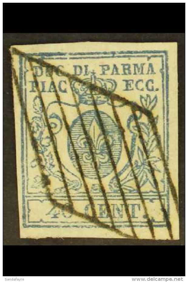 PARMA 1857 40c Blue, Type 1, "wide 0", Sass 11, Very Fine Used With Neat Barred Rhomboid Cancel For More Images,... - Non Classés