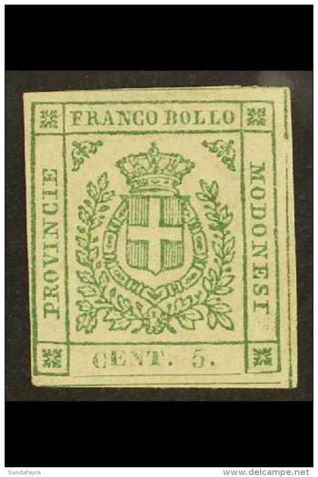 MODENA Prov. Govt. 1859 5c Pale Green, Sassone 12 (SG 18), Unused With 4 Small / Large Margins. This Example Shows... - Non Classificati