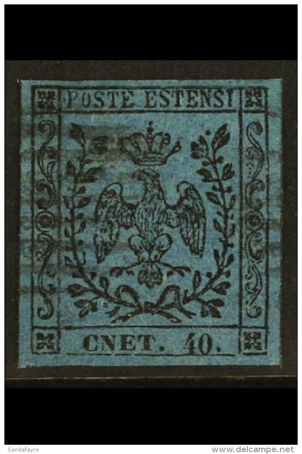 MODENA 1852 40c On Deep Blue, With Stop, Variety "cnet For Cent", Sass 10f, Superb Used With Large Even Margins... - Non Classés