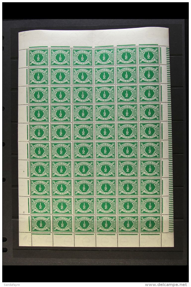 1942 POSTAGE DUE &frac12;d Emerald -green, SG D5, A Rare Complete Pane Of Sixty, Showing Varieties Plate Flange... - Altri & Non Classificati