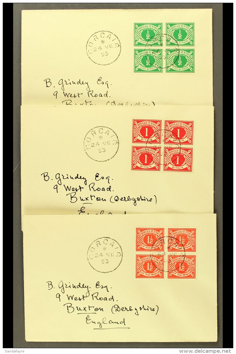 1940-53 POSTAGE DUE &frac12;d To 5d, SG D5/10, Blocks Of Four On Matching Covers With Corcaig 24/7/53 Cds's. (6... - Autres & Non Classés