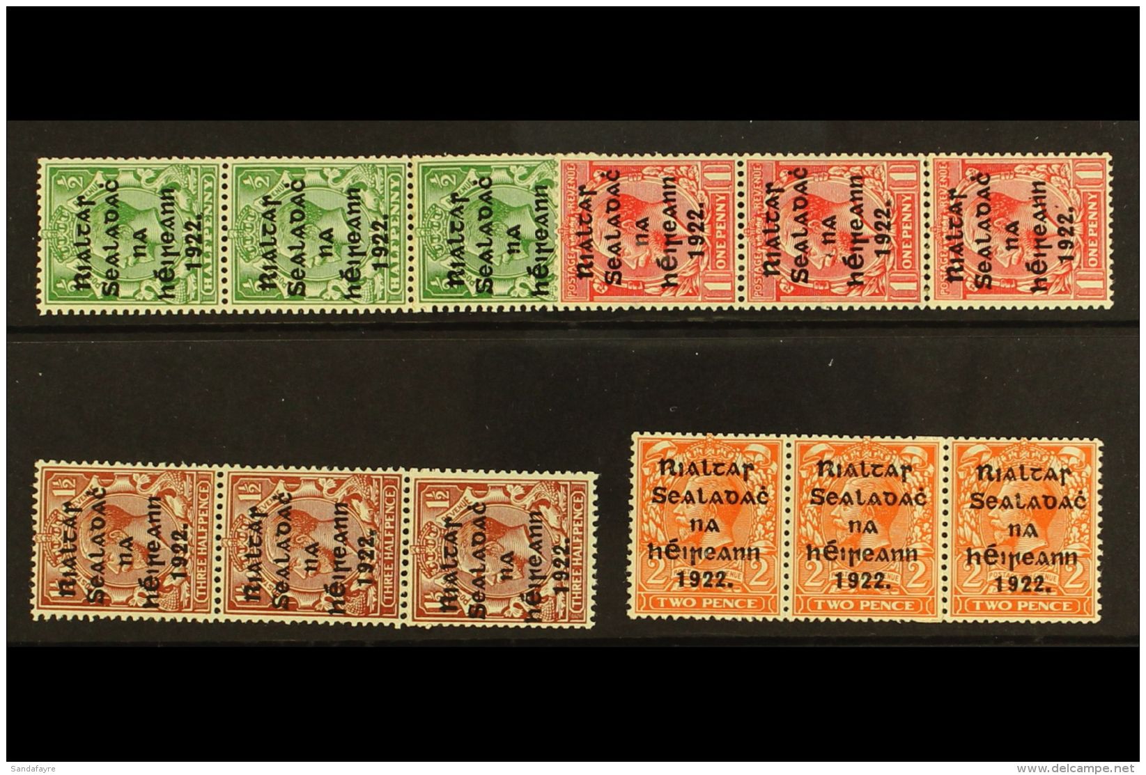 1922 HARRISON COIL JOINS &frac12;d To 1&frac12;d Vertical Strips Of Three, 2d Die I Horizontal Strip Of Three, SG... - Altri & Non Classificati