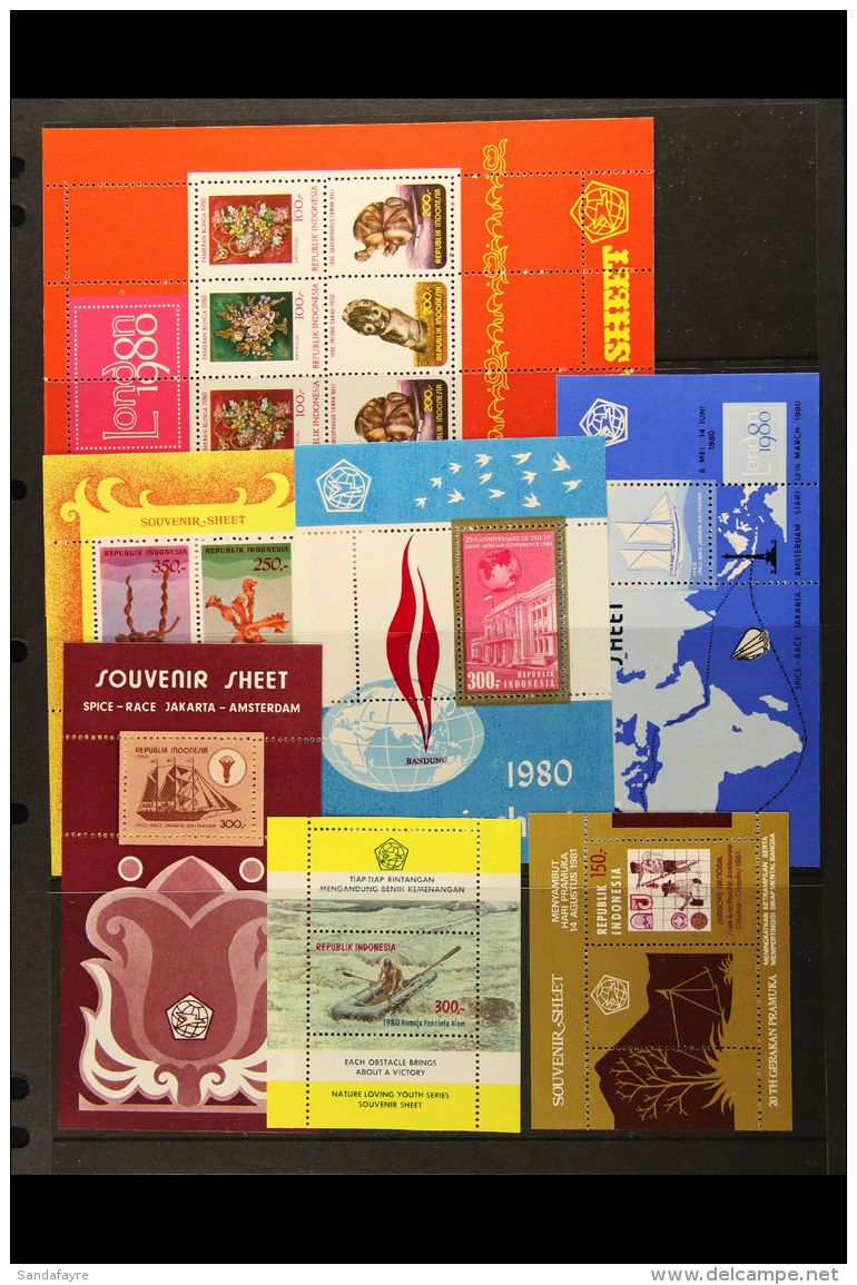 1980-91 NHM MINIATURE SHEET COLLECTION Presented On Stock Pages. An All Different Collection That Includes 1980... - Indonesia