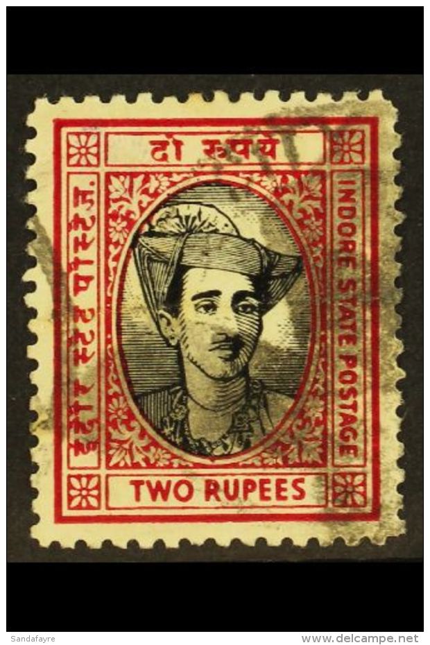 INDORE 1940 2r Black And Carmine, Maharaja Yeshwant, SG 42, Used. Horizontal Crease But Still An Attractive... - Autres & Non Classés