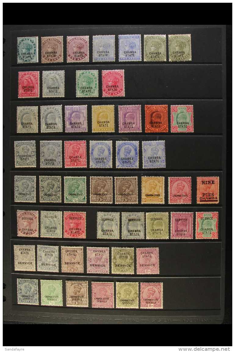 CHAMBA STATE 1887-1937 ALL DIFFERENT Mint Collection With A Few Shades &amp; Useful Officials On A Stock Page. QV... - Autres & Non Classés