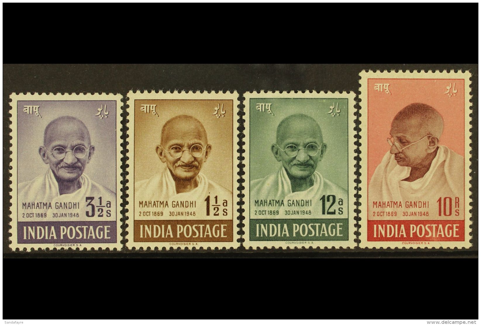 1948 Gandhi Complete Set, SG 305/08, Fine Mint, Very Fresh. (4 Stamps) For More Images, Please Visit... - Other & Unclassified