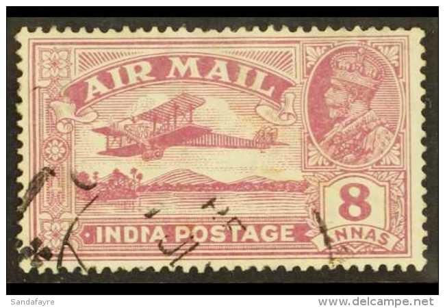 1929 8a Purple Air Post With "Reversed Serif" Variety, SG 224b, Fine Used With Light Cancel Clearly Showing This... - Other & Unclassified