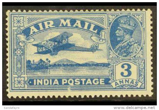 1929 3a Blue Air Post, "Q For O" In "postage" Variety, SG 221a, Very Fine Mint For More Images, Please Visit... - Other & Unclassified