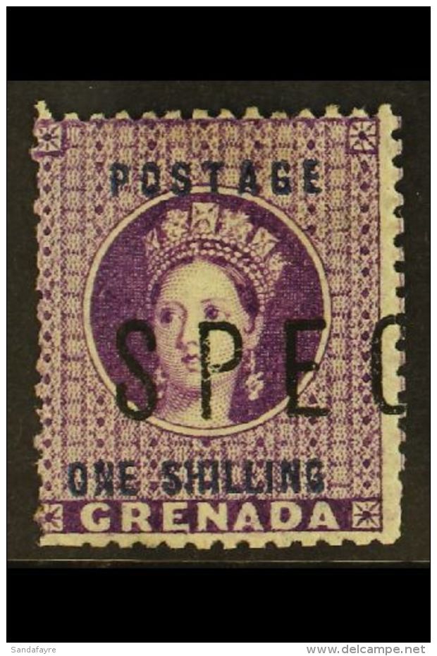 1875 1s Deep Mauve, SG 13, "Spec" &frac12; Of A Pair Overprinted "Specimen", All Pairs Were Split Before... - Grenada (...-1974)