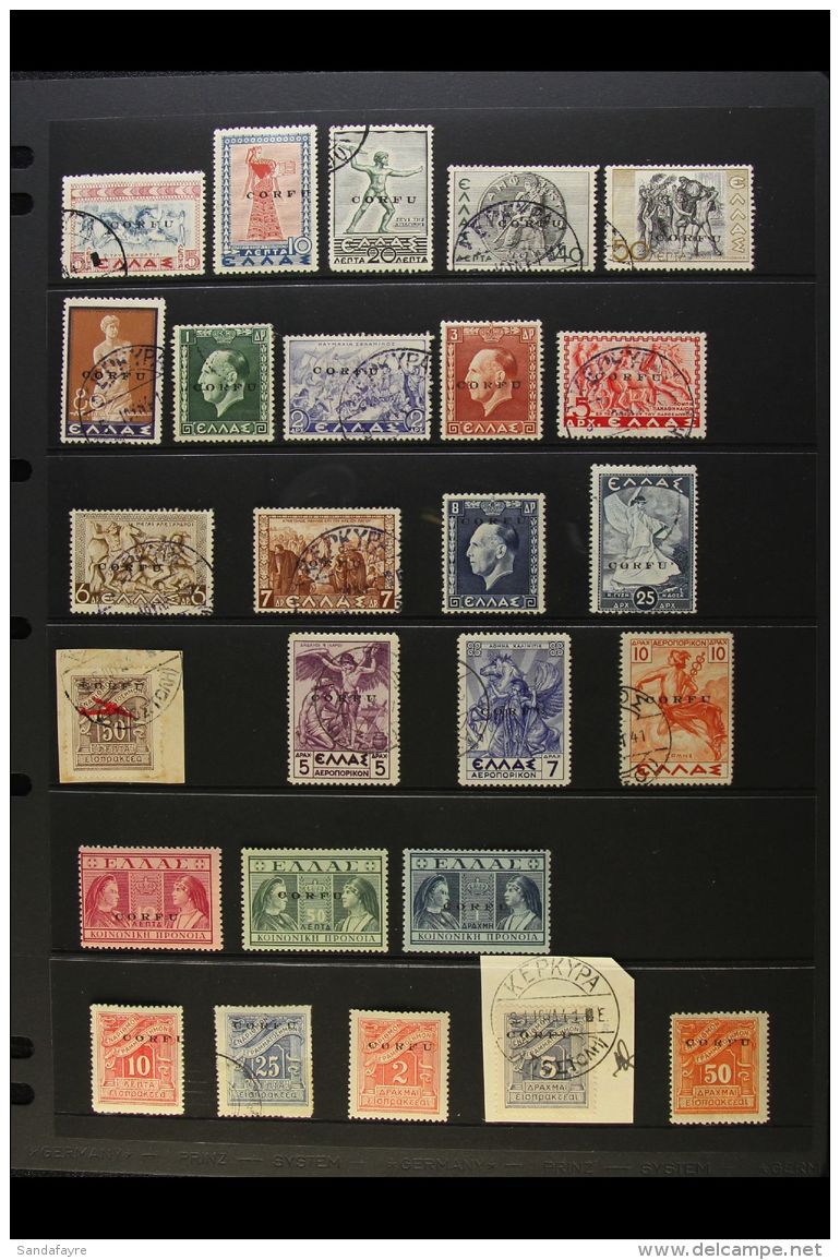 ITALIAN OCCUPATION OF CORFU 1941 MINT &amp; USED COLLECTION On A Stock Page. Includes "Corfu" Opt'd Range On... - Altri & Non Classificati