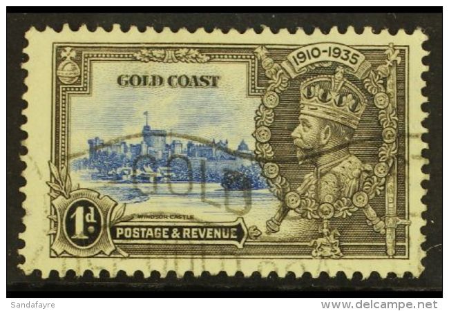 1935 1d Ultramarine &amp; Grey Black "Extra Flagstaff" Variety, SG 113a, Fine Used For More Images, Please Visit... - Goldküste (...-1957)