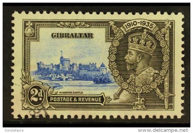 1935 2d Ultramarine And Grey Black, Silver Jubilee, Variety "Extra Flagstaff", SG 114a, Good Used But With Some... - Gibraltar