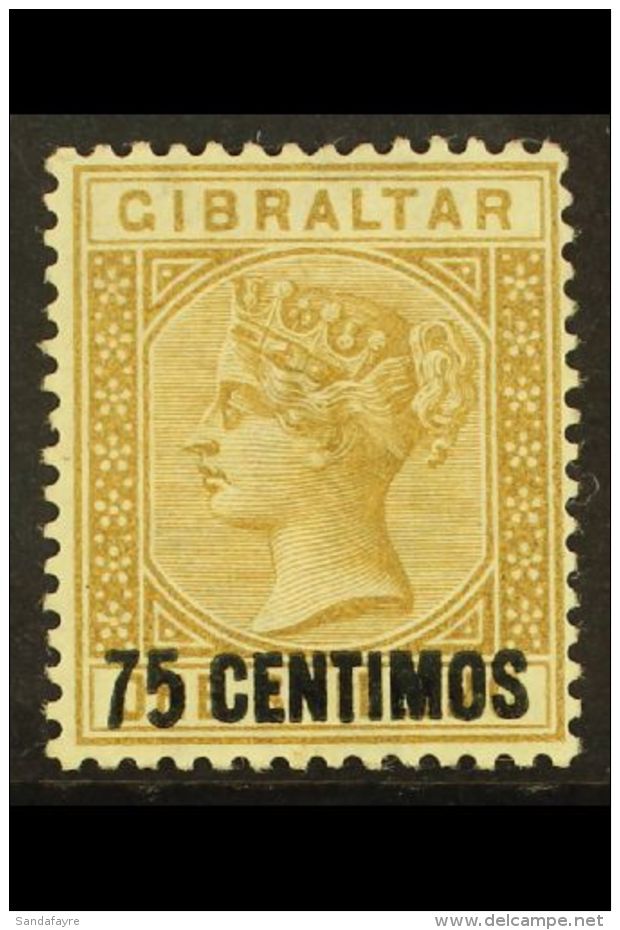 1889 75c On 1s Bistre "Short Foot On 5" Variety, SG 21a, Fine Mint For More Images, Please Visit... - Gibraltar