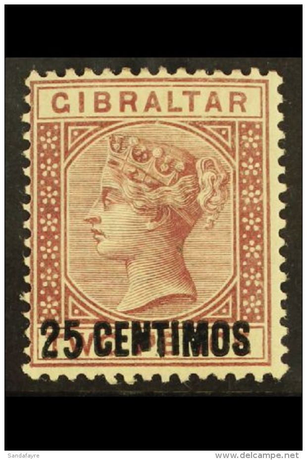 1889 25c On 2d Brown Purple "Broken N" Variety, SG 17b, Fine Mint For More Images, Please Visit... - Gibraltar
