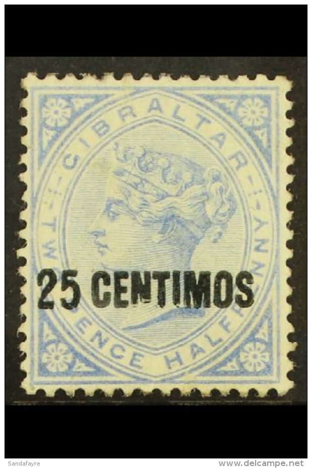 1889 25c On 2&frac12;d Bright Blue "Broken N" Variety, SG 18b, Fine Mint For More Images, Please Visit... - Gibraltar