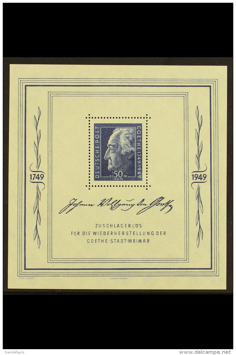 SOVIET ZONE 1949 50pf+4.50Dm Goethe Min Sheet, Mi Bl 6, Vf NHM. For More Images, Please Visit... - Autres & Non Classés