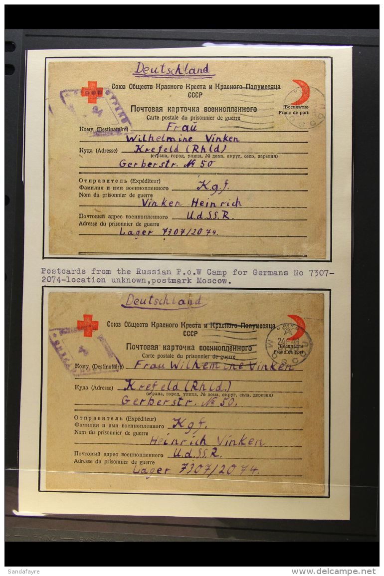 WORLD WAR II - POW'S IN RUSSIAN CAMPS A Collection Of VINKEN FAMILY Censored Printed P.O.W. Cards (including Red... - Altri & Non Classificati