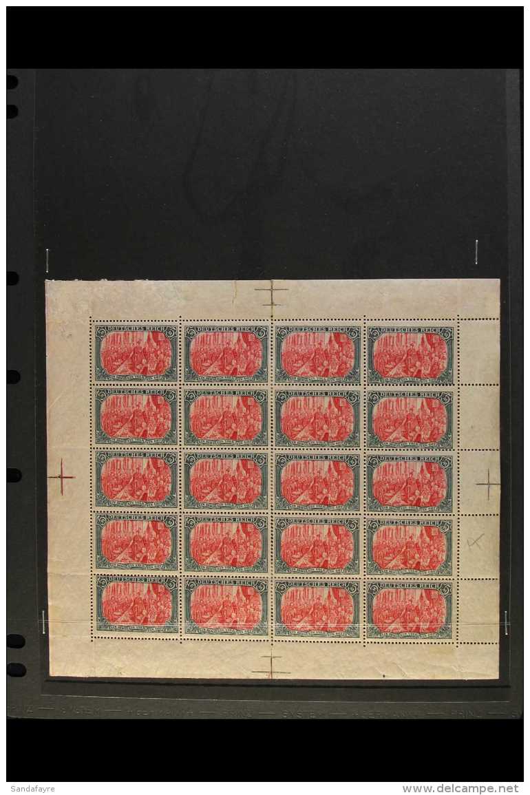 1905-12 (1906) 5M Green Black &amp; Dark Carmine, Mi 97 AI B, Complete Sheet Of 20 Stamps With Selvedge To All... - Autres & Non Classés